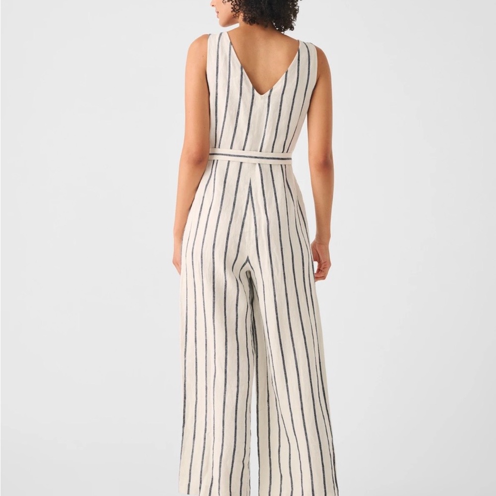 Faherty Cream and Black V-Neck Jumpsuit